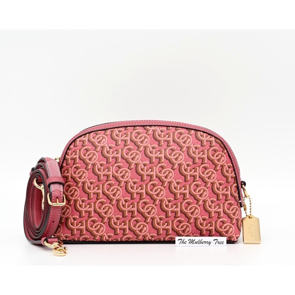 COACH MADI Crossbody w Rouge Pink Canvas & Leather Monogram Print CF343 NWT $328 - Picture 1 of 9